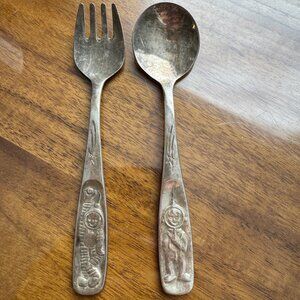 Vintage German Silver-Plated WMF Moonman Baby Cutlery
